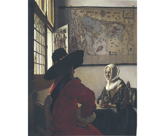 Jan Vermeer - Důstojník a smějící se dívka - Officer and Laughing Girl - reprodukce