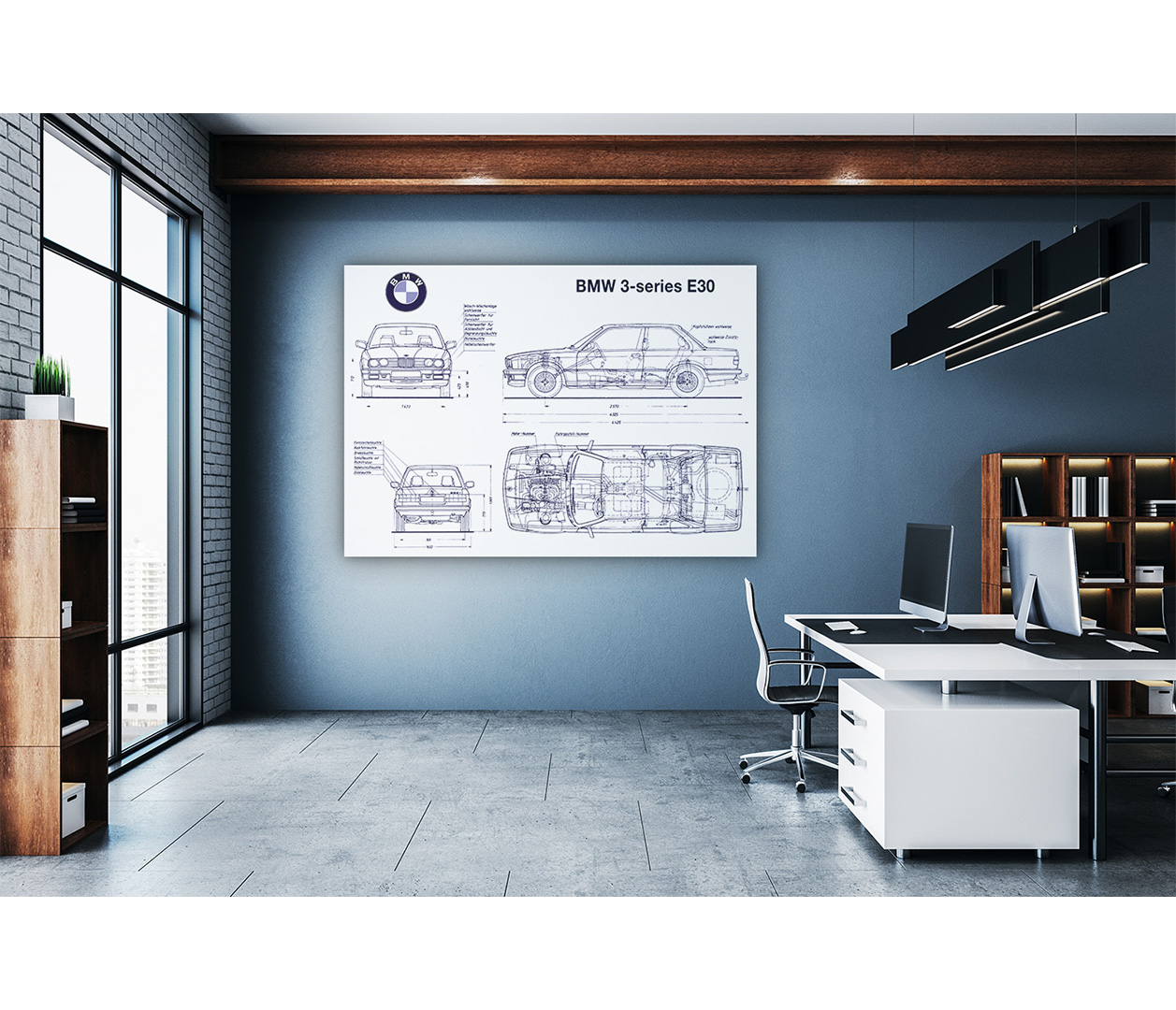 BMW E30 325i - blueprint - bílá verze