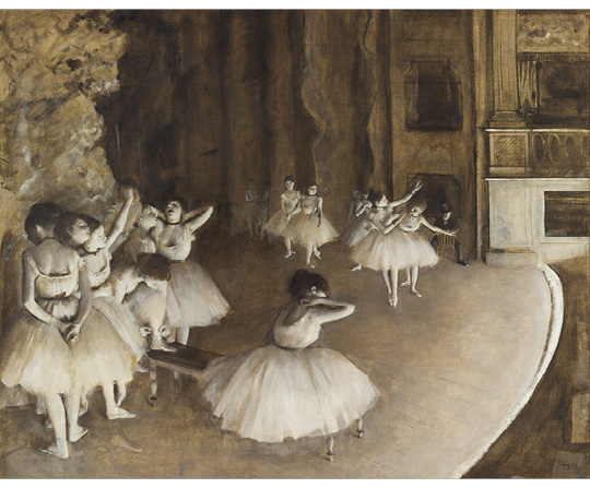 Edgar Degas - Zkouška baletu na jevišti - The Ballet Rehearsal on Stage - reprodukce