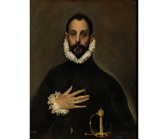 El Greco - Šlechtic s rukou na prsou - El caballero de la mano en el pecho - reprodukce