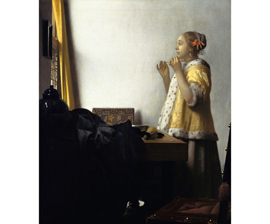 Jan Vermeer - Žena s perlovým náhrdelníkem - Woman with a Pearl Necklace - reprodukce