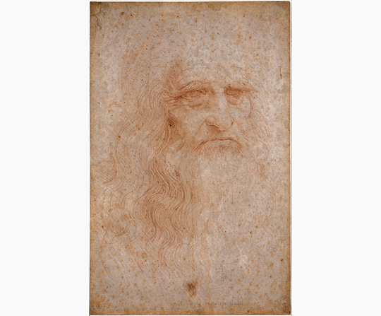 Leonardo da Vinci - Autoportrét malovaný červenou křídou - Portrait of a Man in Red Chalk - reprodukce