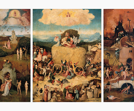 Hieronymus Bosch - Triptych s vozem sena - The Haywain triptych - reprodukce