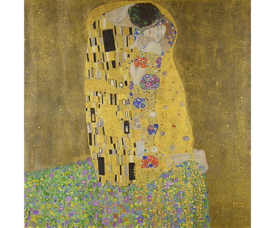 Gustav Klimt - Polibek - The Kiss - reprodukce