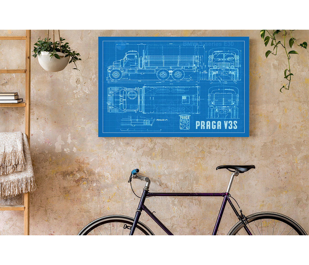 Praga V3S  - blueprint - modrý